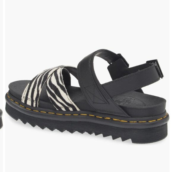 Dr Martens Voss II Zebra Print Sandal Doc Marten Calf Hair Platform Size 8 NEW - Picture 4 of 4